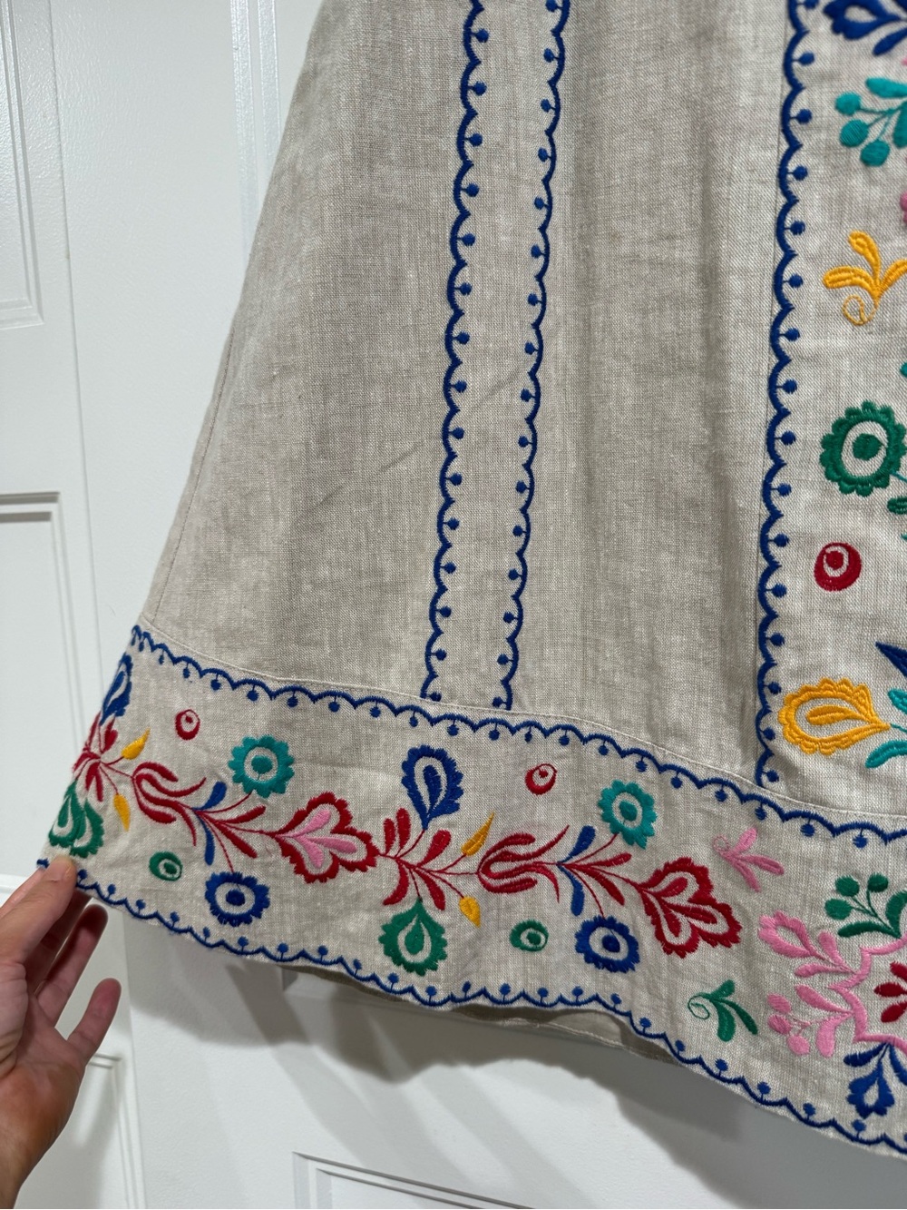 Boden Cream A-Line Skirt with Multicolor Floral Embroidery - Picture 9 of 15